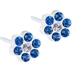 Blomdahl Daisy Earrings 5mm - White/Blue/Transparent