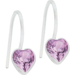 Blomdahl Fixed Heart Earrings - White/Purple