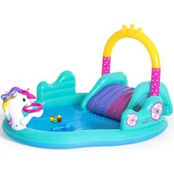 Bestway Play center magico unicorno cm 274x198x137 con scivolo gioco anelli e bacchetta magica