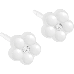 Blomdahl Daisy Earrings 6mm - White/Transparent/Pearls