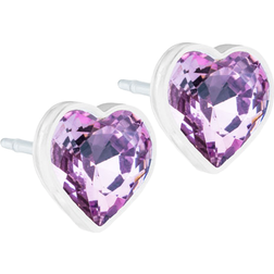 Blomdahl Heart Earrings - White/Purple