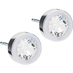 Blomdahl Grand Bezel Earrings - Silver/Transparent