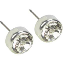 Blomdahl Bezel Earrings 3mm - Silver/Transparent