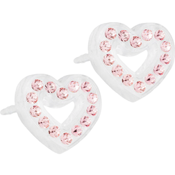 Blomdahl Brilliance Heart Hollow Earrings - White/Light Rose