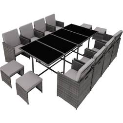 tectake Palma 8+4+1 with Protective Cover Patio Dining Set, 1 Table incl. 8 Chairs