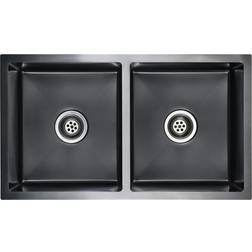 vidaXL Kitchen Sink Undermount With Strainer Black Stainless Steel