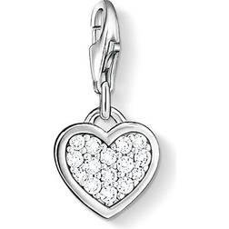 Thomas Sabo Glitter Heart Charm Pendant - Silver/Transparent