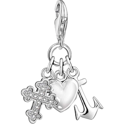 Thomas Sabo Cross Charm Pendant - Silver/White