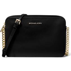 Michael Kors Jet Set Large Saffiano Leather Crossbody Bag - Black/Gold