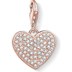 Thomas Sabo Charm Club Heart Pavé Charm Pendant - Rose Gold/White