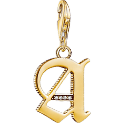 Thomas Sabo Charm Club Letter A Charm Pendant - Gold/White