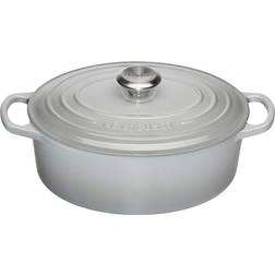 Le Creuset Pearl Gray Signature Cast Iron Oval Roaster mit Klappe 6.3 L