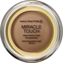 Max Factor Fondotinta Miracle Touch, formula nuova e migliorata, SPF 30 e acido ialuronico, 97 mandorle tostate