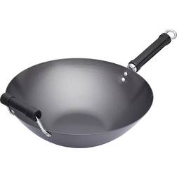 KitchenCraft World Of Flavours Wok Pequeío Apto Para Inducción, Acero de Carbono Antiadherente, 20 cm 5.5 L 36 cm