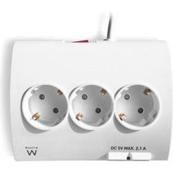 Ewent Multiprise 3x Schuko 2xUSB Blanc