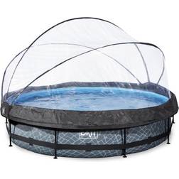 Exit Toys Piscine Stone ø360x76cm avec pompe filtrante et dôme grise