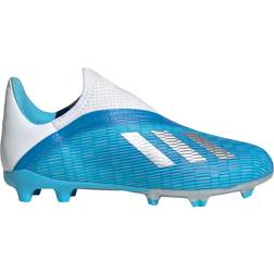 adidas Junior X 19.3 FG Laceless - Bright Cyan/Silver Metallic/Shock Pink