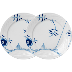 Royal Copenhagen Blå Mega Riflet Flad tallerken 27cm 2stk