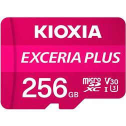 Kioxia EXCERIA PLUS microSDXC-kaart 256 GB A1 Application Performance Class, UHS-I, v30 Video Speed Class A1-vermogensstandaard, Schokbestendig, Waterdicht