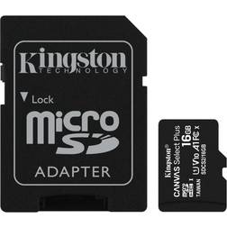 Kingston Canvas Select Plus Carte mémoire flash (adaptateur microSDHC SD inclus(e) 16 Go A1 Video Class V10 UHS Class 1 Class10 microSDHC