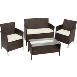 tectake Madeira Loungesæt, 1 borde inkl. 2 stole & 1 sofaer