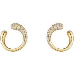 Georg Jensen 18K Yellow Gold Pave Diamond Mercy Stud Earrings