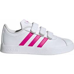 adidas Kid's VL Court 2.0 - Cloud White/Shock Pink/Cloud White