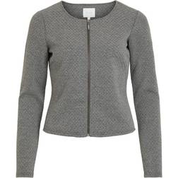 Vila Short Zipper Cardigan - Grey/Medium Grey Melange