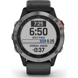 Garmin Fenix 6 Solar Argent Avec Bracelet Noir