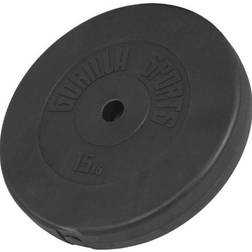 Gorilla Sports Disques de Poids Individuel ou Ensemble, 15 kg, Ø 30mm, Plastique, Noir Disques d'Haltères, pour Musculation