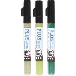 Plus Color Acrylic Paint Green Shades Markers 1.2mm 3-pack
