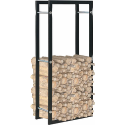 vidaXL Firewood Rack Black Steel