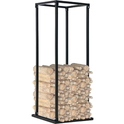 vidaXL Firewood Rack With Base Black Steel