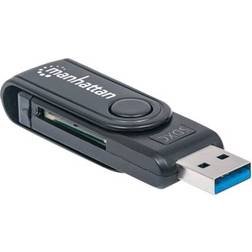 Manhattan Mini Multi-Card Reader/Writer USB 3.0 externer Card Reader/Writer 24-in-1 Externe geheugenkaartlezer USB 3.2 Gen 1 (USB 3.0) SD, MMC mobile
