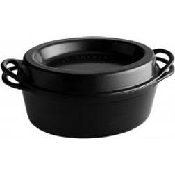 Le Creuset Black Doufeu Cast Iron Oval Roaster with lid 6.9 L