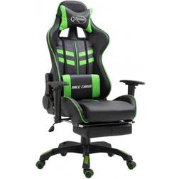 vidaXL Chaise de jeu avec repose-pied Noir et vert Cuir artificiel