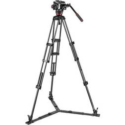 Manfrotto Rótula 504X con trípode Twin carbono y estab. a ras de suelo