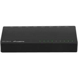 Lanberg DSP2-1008-12V Gigabit Ethernet 8 Puertos Negro Con Indicador LED