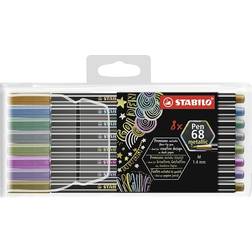 Stabilo Pen 68 Metallic Premium Metallic Fibre Tip Pen 8-pack