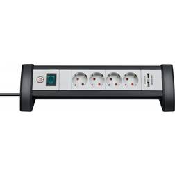 Brennenstuhl 1156250534 Multipresa con interruttore 4 vie Grigio-Nero Schuko 1 pz
