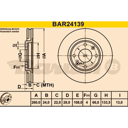 Barum Disque de frein BAR24139 24,0 mm 4 108,0 Ventilé