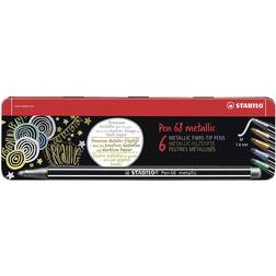 Stabilo Pen 68 Metallic Fibre Tip Pen 6-pack