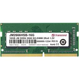Transcend JetRAM Werkgeheugenmodule voor laptop DDR4 16 GB 1 x 16 GB Non-ECC 2666 MHz 260-pins SO-DIMM CL19 JM2666HSB-16G
