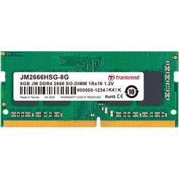 Transcend JetRAM DDR4 module 8 Go SO DIMM 260 broches 2666 MHz PC4-21300 CL19 1.2 V mémoire sans tampon non ECC