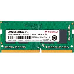 Transcend JetRAM Werkgeheugenmodule voor laptop DDR4 8 GB 1 x 8 GB Non-ECC 2666 MHz 260-pins SO-DIMM CL19 JM2666HSG-8G