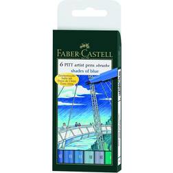 Faber-Castell Pitt Artist Pens Brush Shades of Blue 6-pack