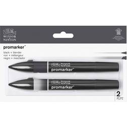 Winsor & Newton Promarker Black + Blender 2-pack