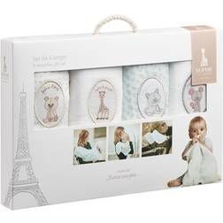 Sophie la girafe Set de 4 Langes Bébé Brodées Blanc