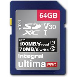 Integral MEMORIA Premium Alta Velocidad SDHC/XC V30 UHS-I U3 Tarjeta SDXC 64GB