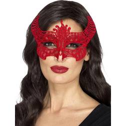 Smiffys Lace Filigree Devil Mask Red